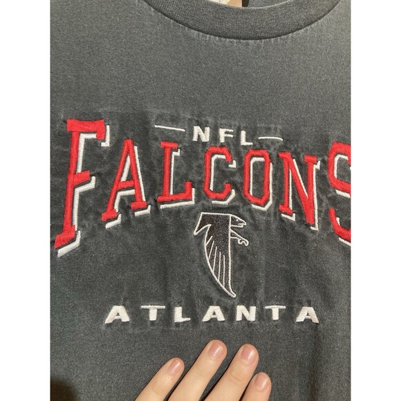 Vintage Atlanta Falcons Tee Tshirt XXL Nutmeg Mills NFL Black Embroidered Logo - Picture 3 of 6
